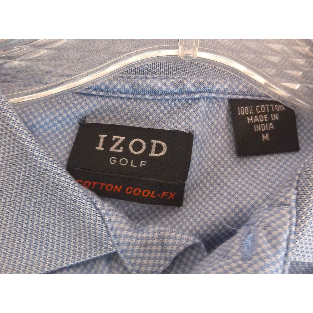 Izod Golf Polo Shirt Blue 1/4 Button Cotton Cool FX Size Medium - Picture 3 of 8
